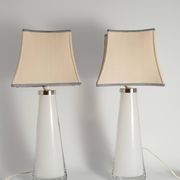 Large White Crystal Glass Table Lamps, Carl Fagerlund, Orrefors, 1960, Set of 2