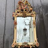 Carved wooden mirror, gilded and polychromed, Venice circa 1880