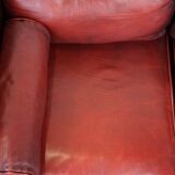Beautiful red cowhide sleekly designed Chesterfield 2-seater sofa