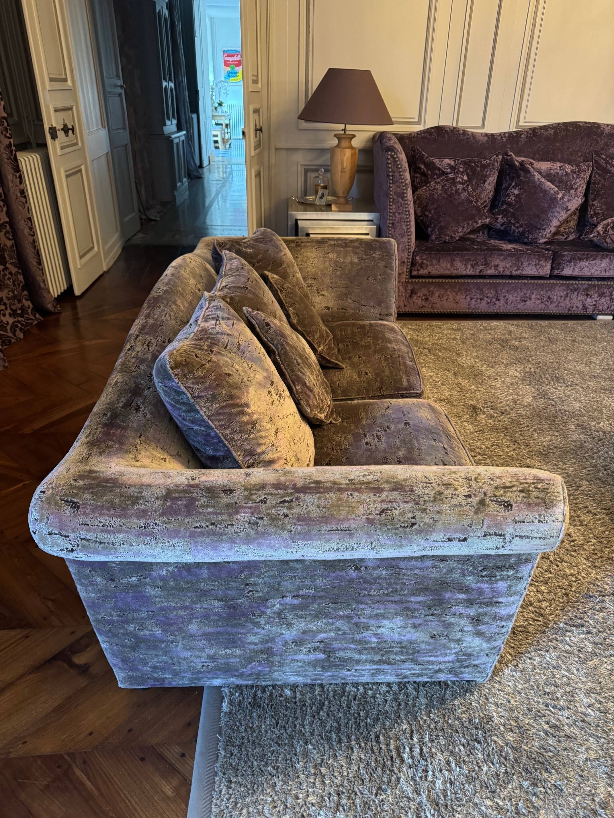 Velvet 3-seater sofa