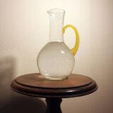 Carafe en verre bullé - anse jaune citron