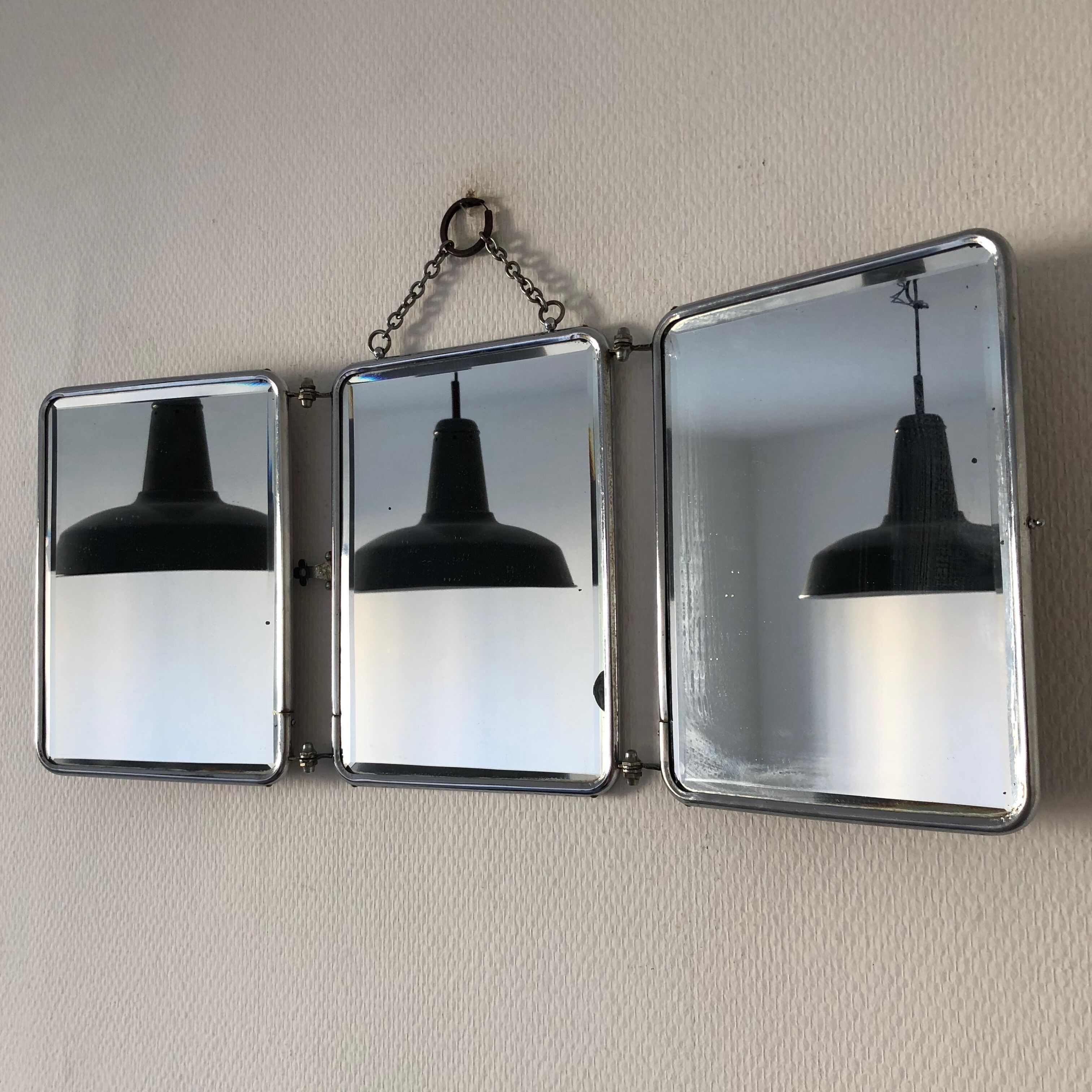 Mirror triptych barber strawberry 25 x 60 vintage 1930