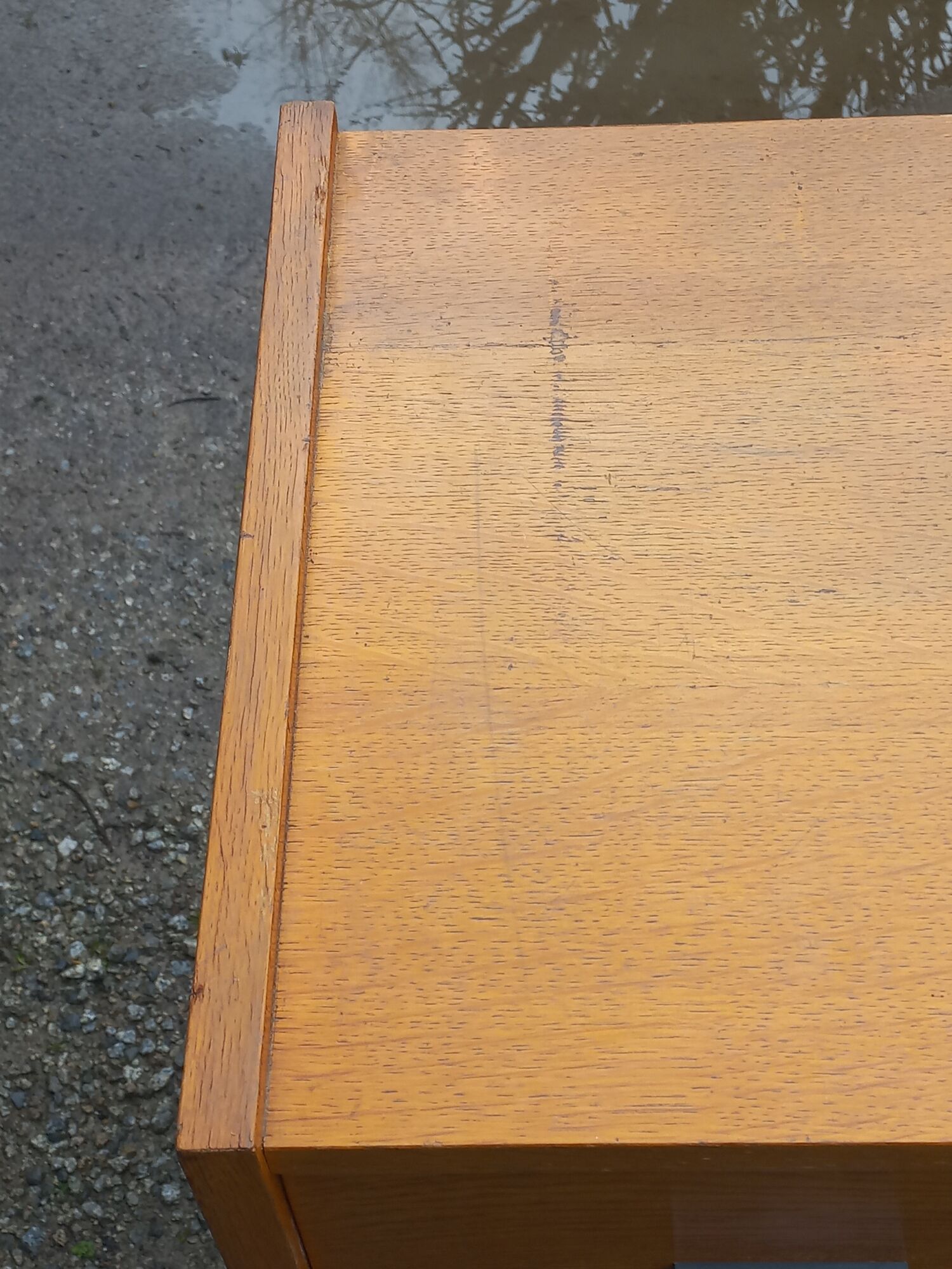 Vintage chest of drawers in gilded oak from the 50s 3 drawers feet bobbin