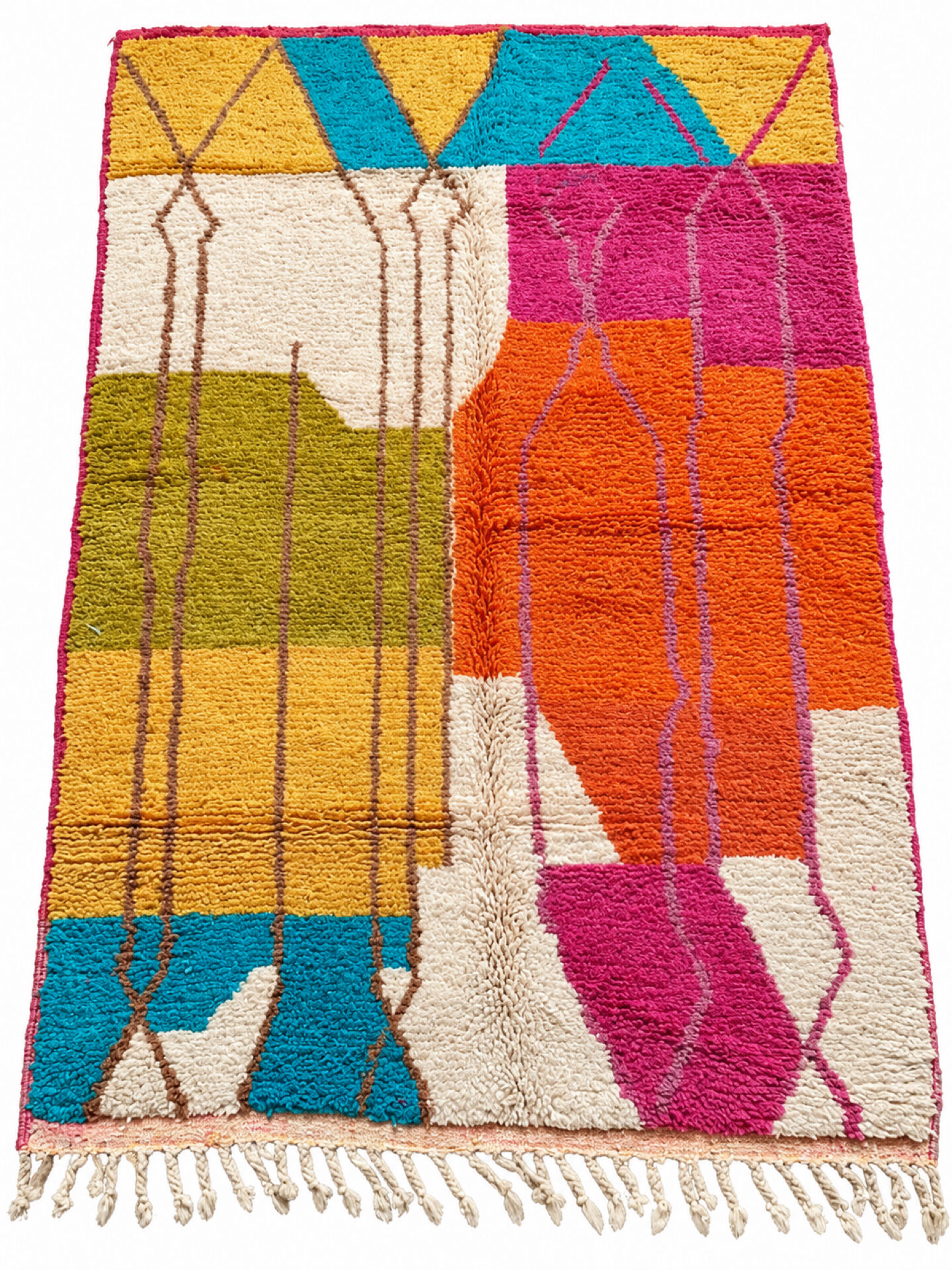 Multicoloured handmade wool Berber rug – 162 × 257 cm