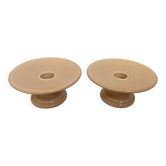 Paire de bougeoirs beige