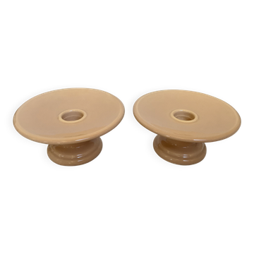 Pair of beige candlesticks
