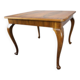 Table basse carrée art déco européenne des années 1930 en placage de noyer avec finition huilée restaurée