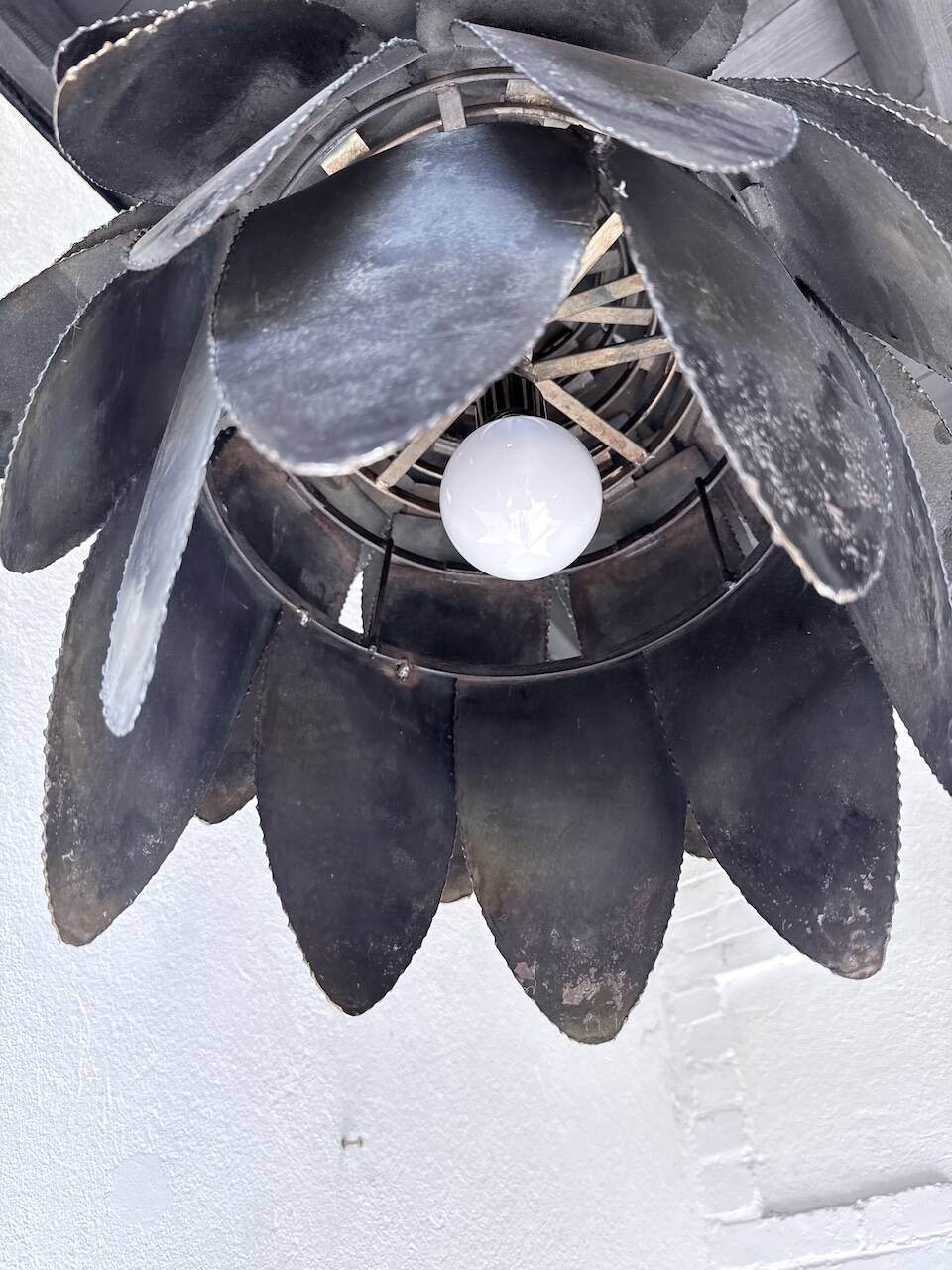 Brutalist suspension Jansen metal welded flower