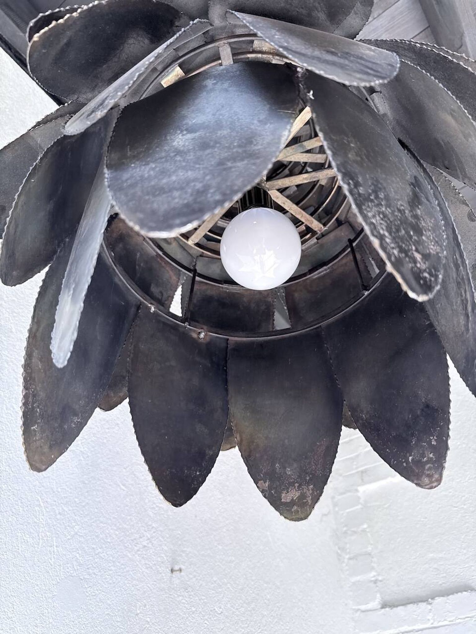 Brutalist suspension Jansen metal welded flower