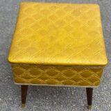 Yellow Scandinavian stool with square storage