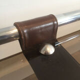 Coffee table in chrome, leather and smoked glass