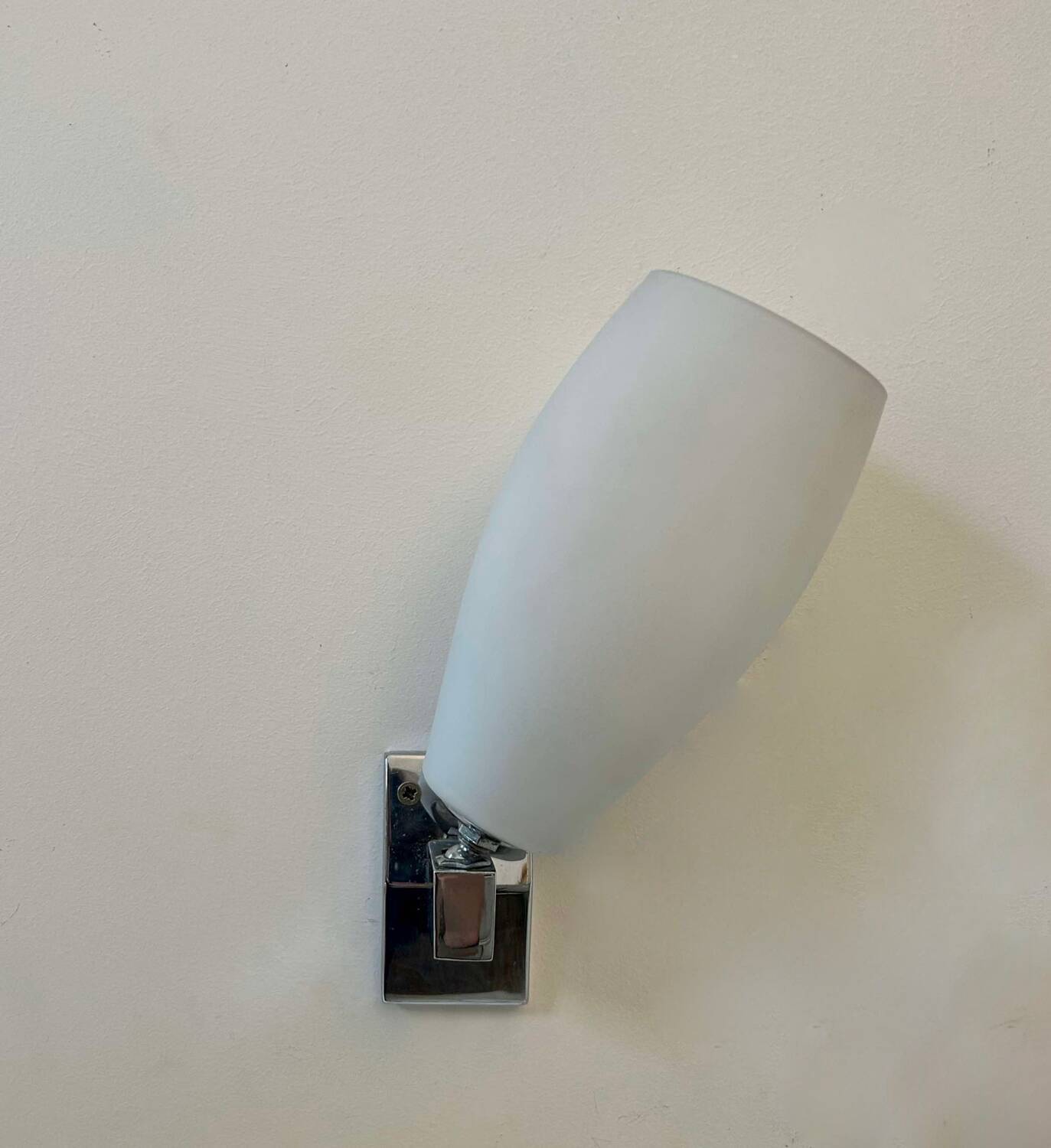 Pair of vintage adjustable wall lights, chrome and opaline, France 1970