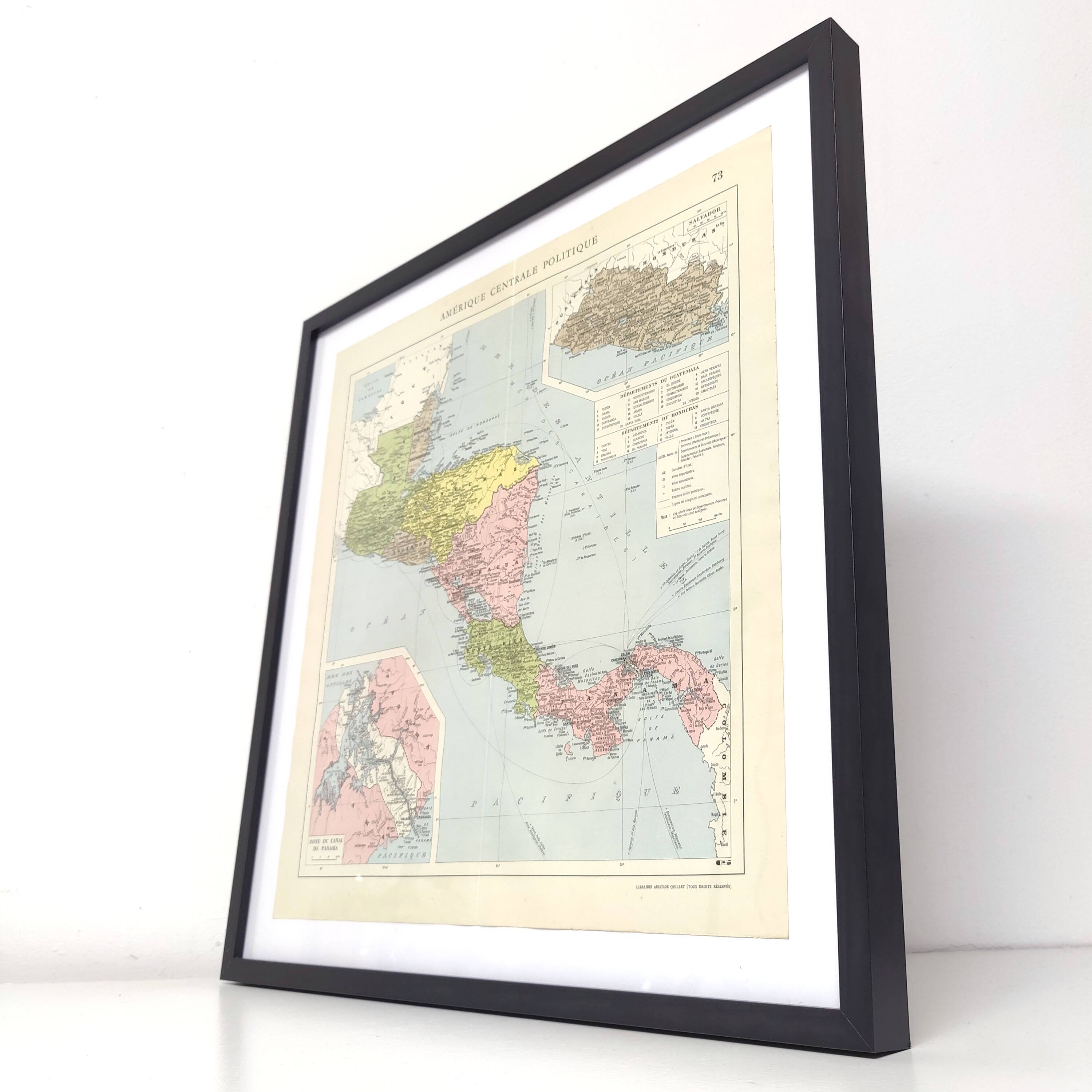 Vintage Central America map from 1950