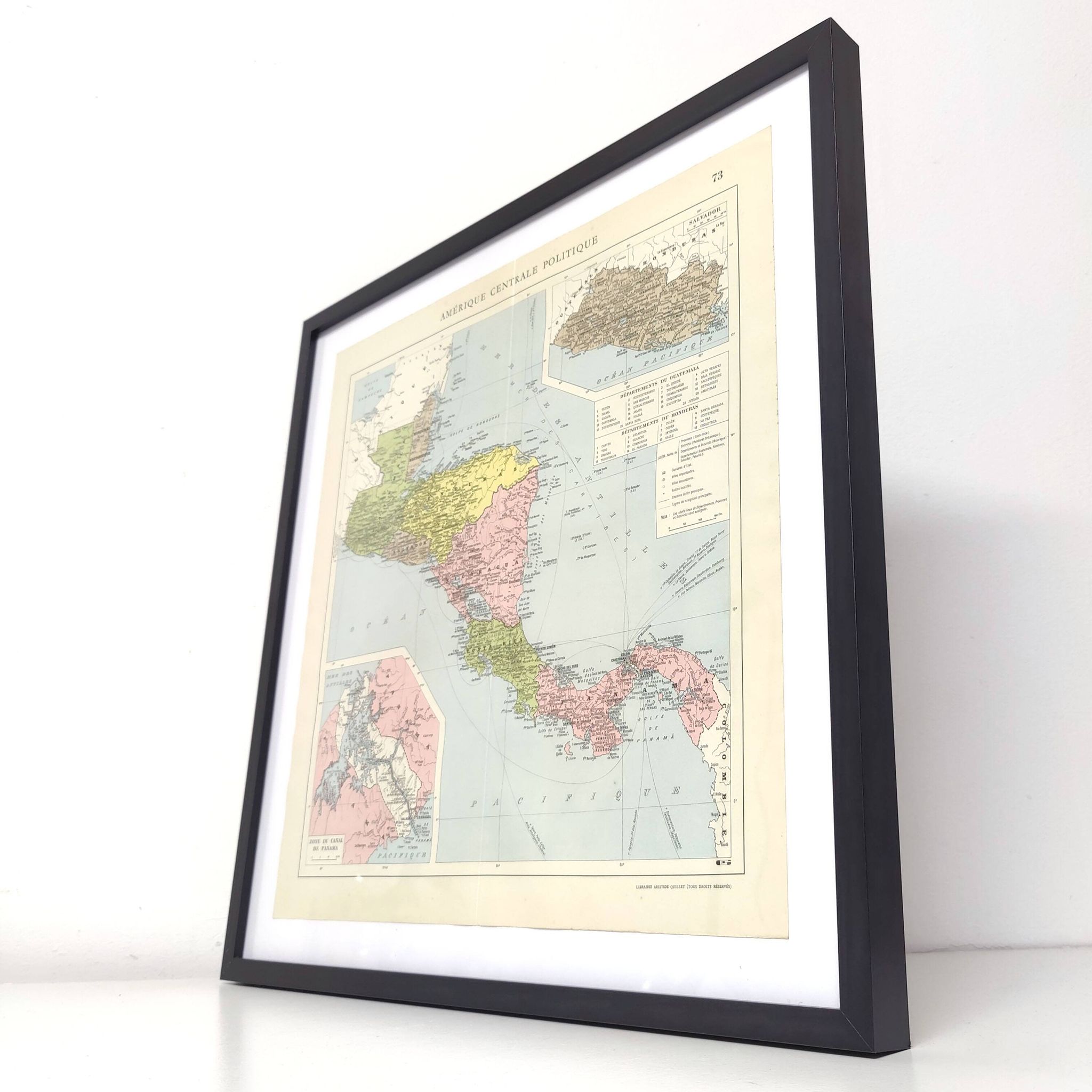 Carte Amérique Centrale vintage de 1950