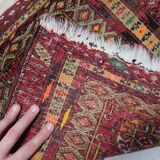 Handmade vintage Afghan Ersari mat 46cm x 50cm 1960s