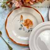 5 Small mismatched pink floral plates 1950 - DIGOIN SARREGUEMINES