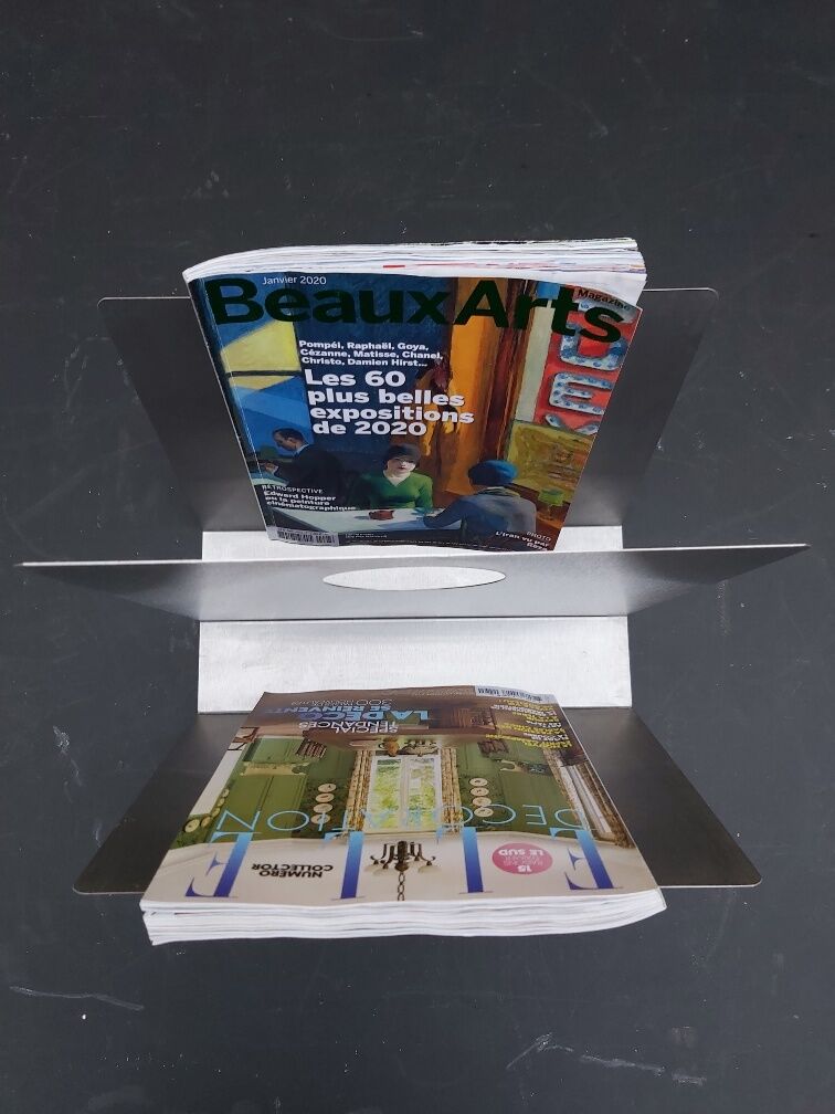 70s brushed steel magazine rack