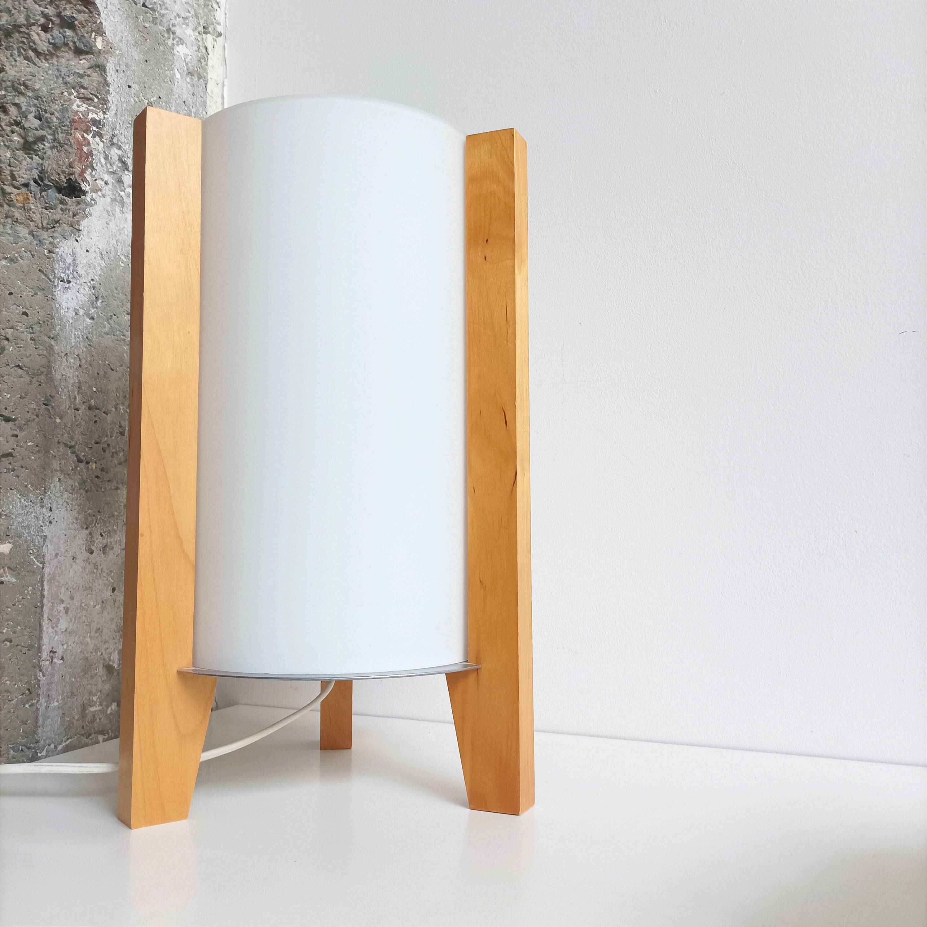 Vintage IKEA tripod lamp with blown glass