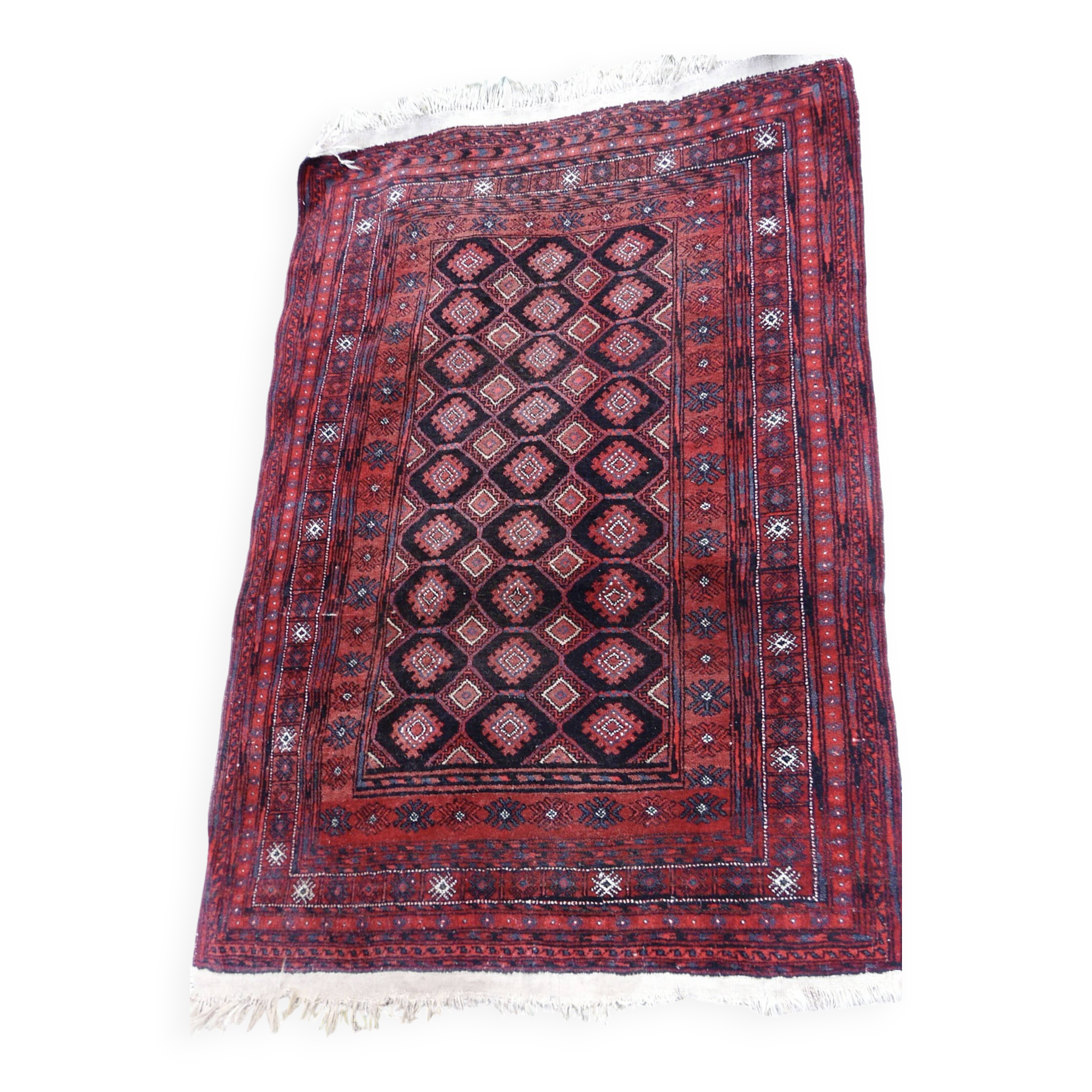 Antique Persian Bukhara hand-knotted rug