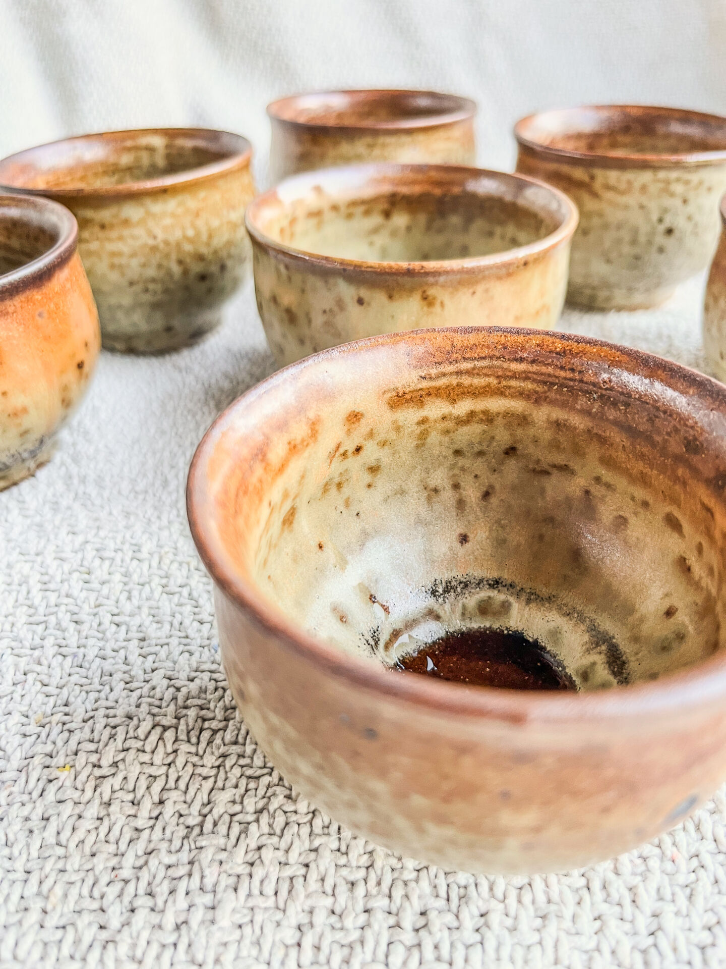 7 coffee cups in pyrite stoneware Brutalist Style