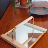 Plateau vintage année 50 en bois laqué et métal doré