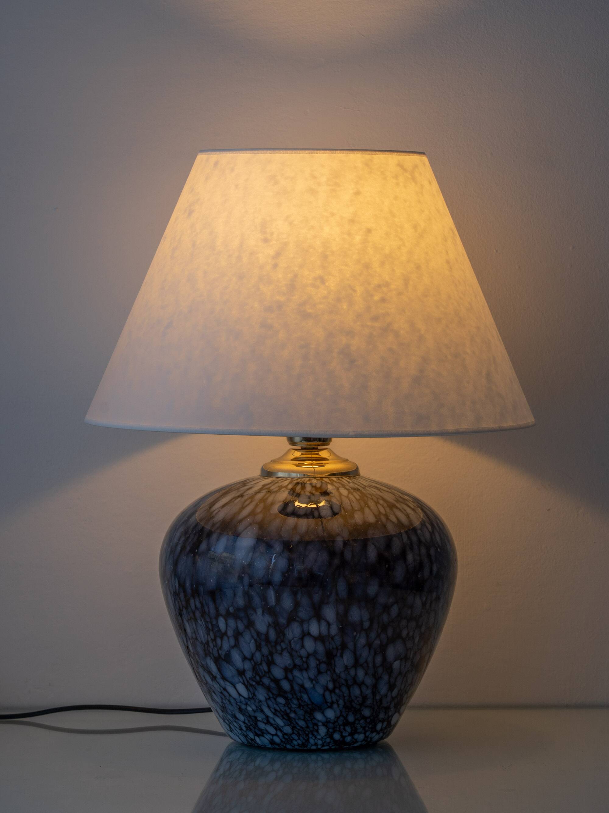 Venini Murano Glass Table Lamp, Black and White Spotted, Italy, circa 1970s