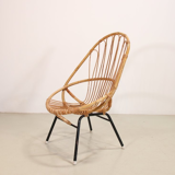 Vintage rattan wicker armchair by Rohe Noordwolde
