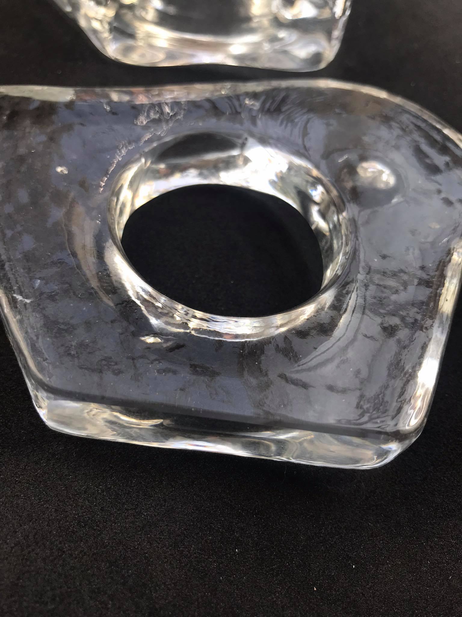 Pukeberg Sweden glass towel rings