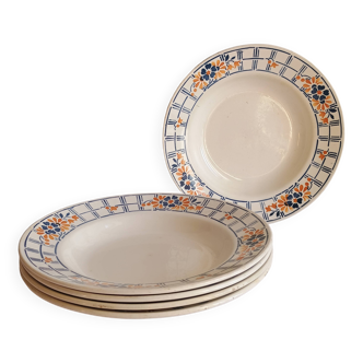 Set of 5 vintage Chavillé Badonvillers soup plates