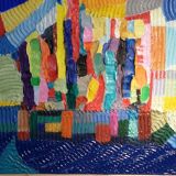 Multicolored abstract oil impressionist painting "isola bella"