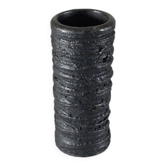 Small vintage brutalist vase with oxidised glaze from the 1950s.