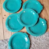 Set of 6 green fish slip plates
