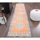 Vintage Turkish Oushak Handmade Wool Cotton Orange Runner 77x325