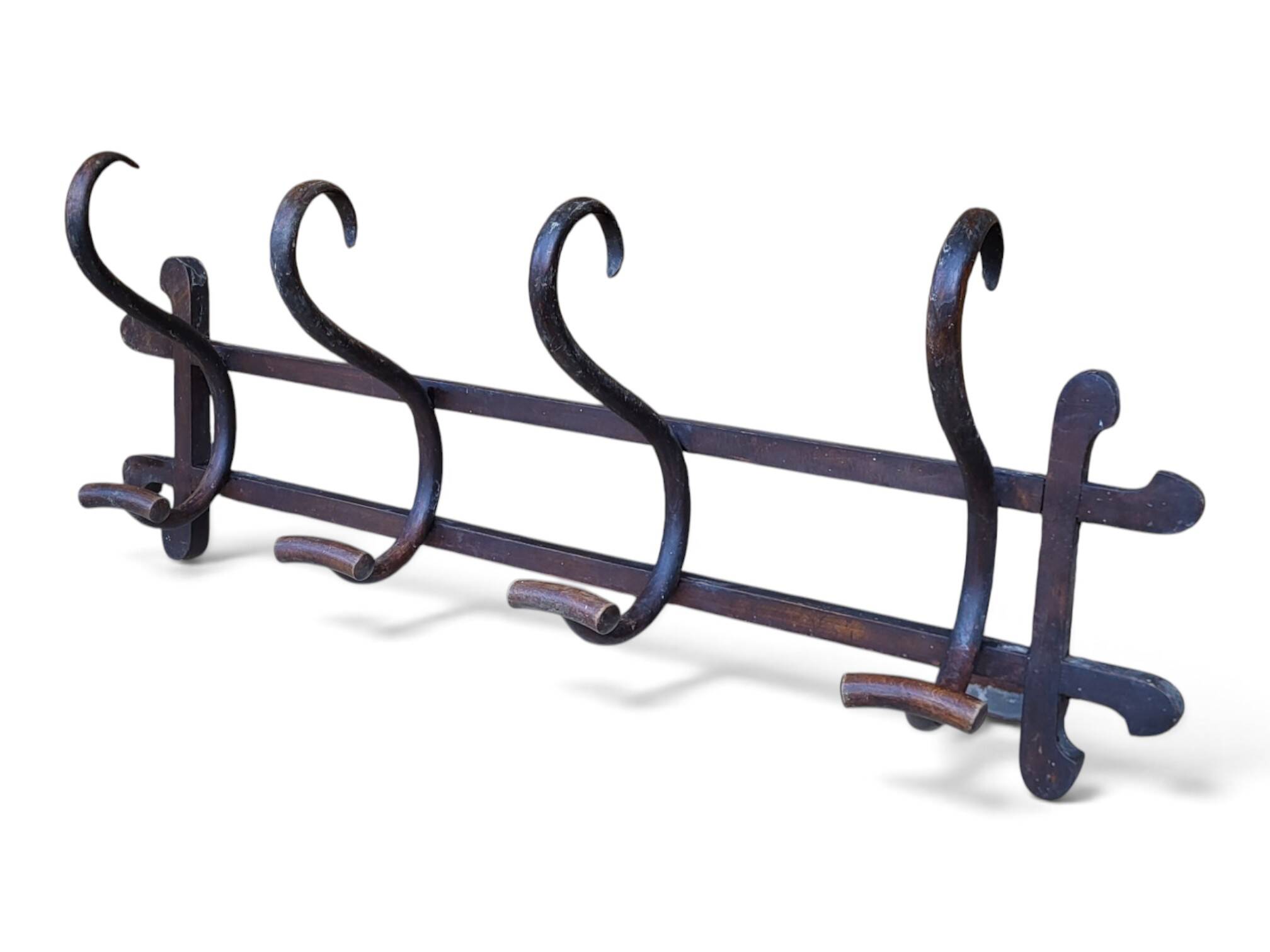 Wall coat rack / 4 hooks in the style of Thonet