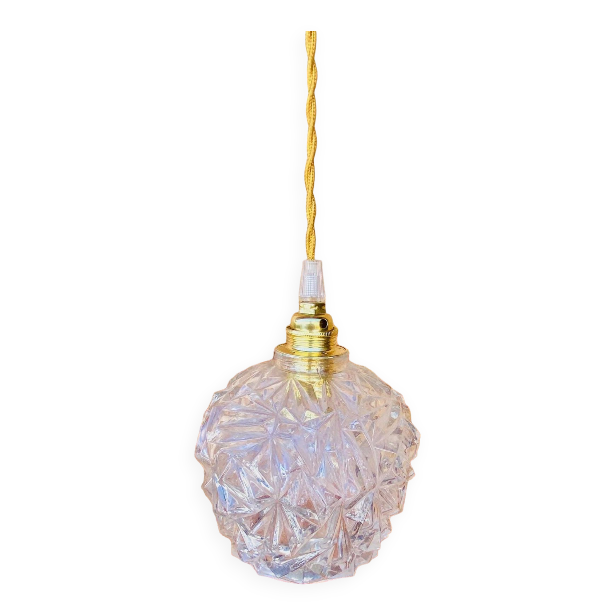 Globe pendant light in chiseled glass