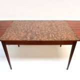 Unique vintage design Brutalist extendable dining table with copper top