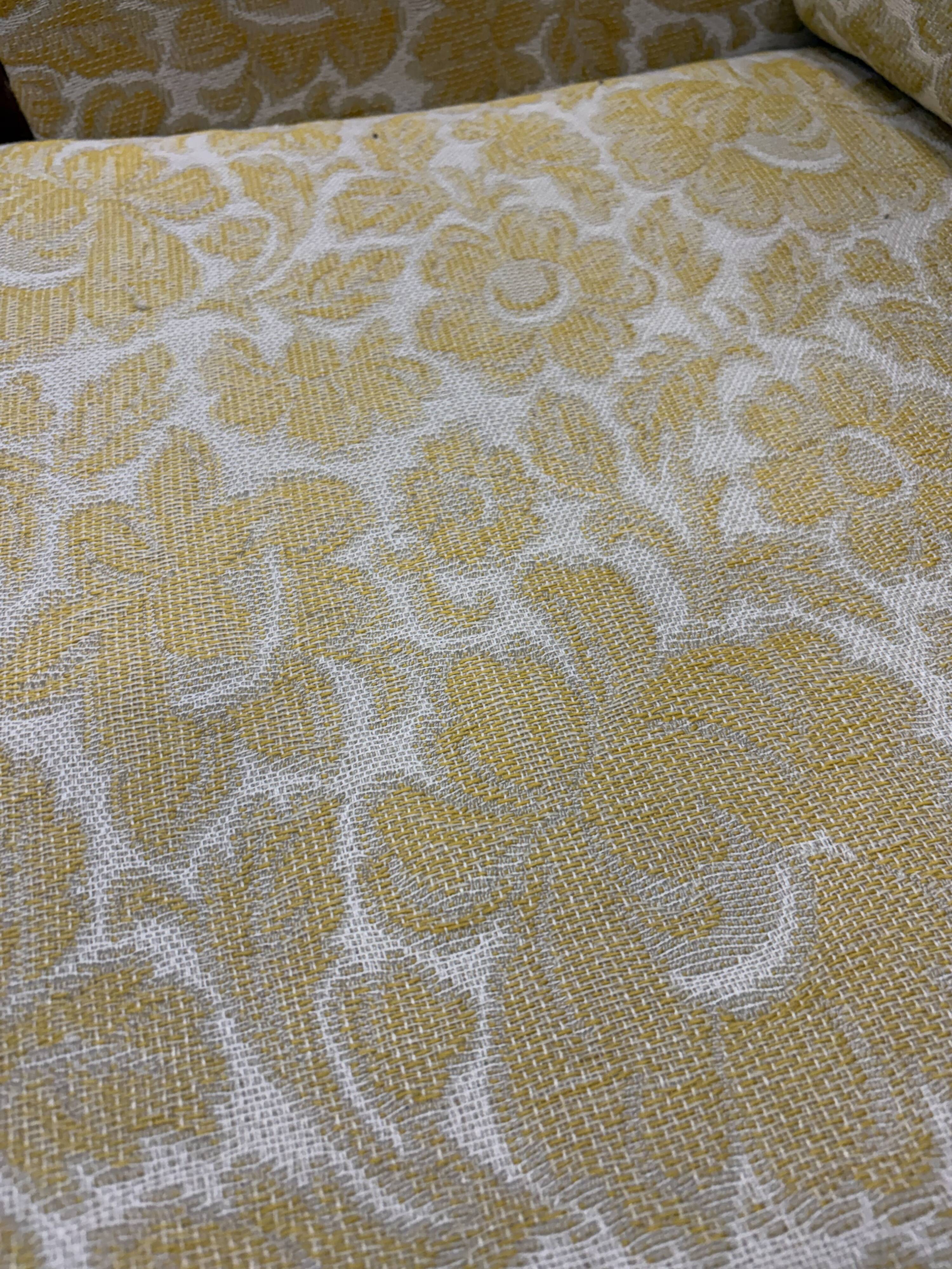 Vintage wooden sofa / armchair with yellow accent