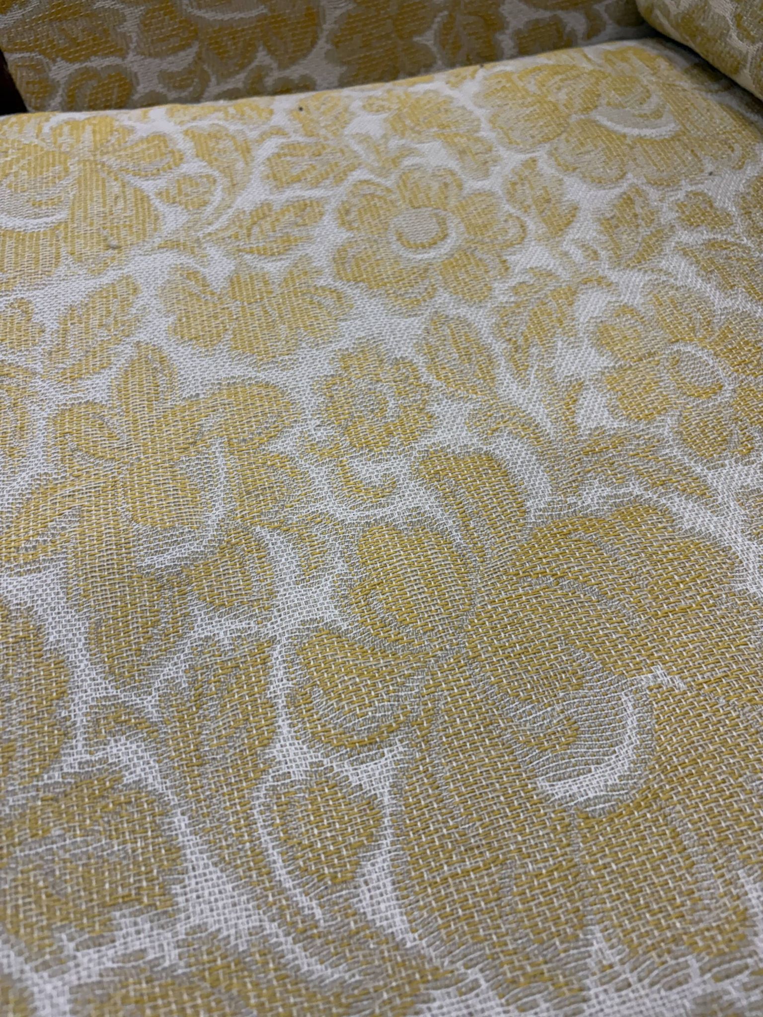 Vintage wooden sofa / armchair with yellow accent