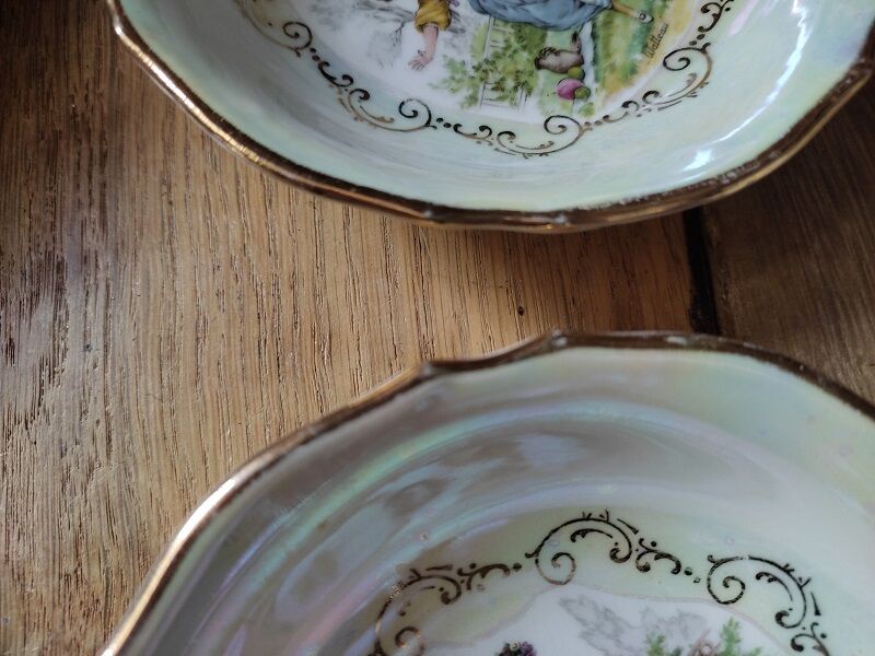 Cups Porcelain Pearly A G Dessert Bowl Liseré Golden Old Lot of 8