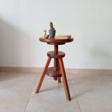 Vintage screw stool in solid oak