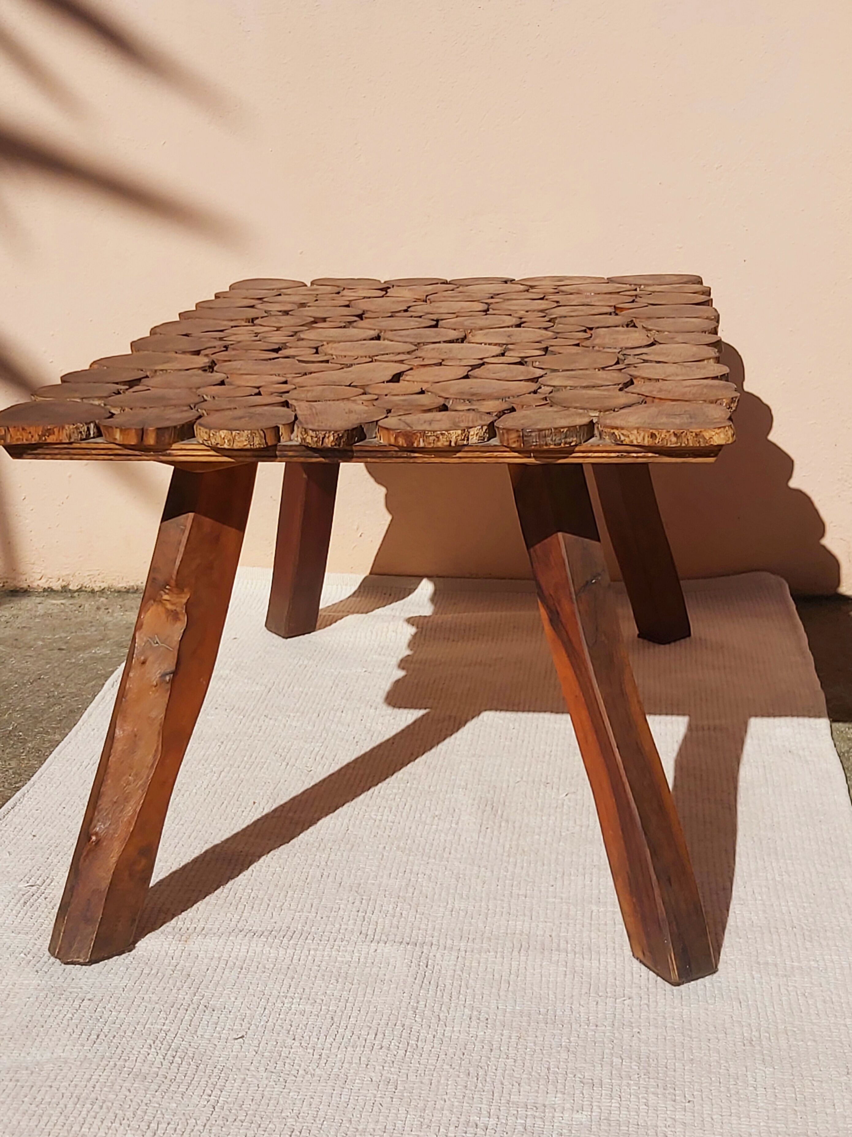 Vintage coffee table olive wood