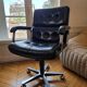 Co Fe Mo armchair in black leather - Vintage 80s - Adjustable height