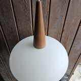 Scandinavian style pendant light in teak and opaline Louis Kalf