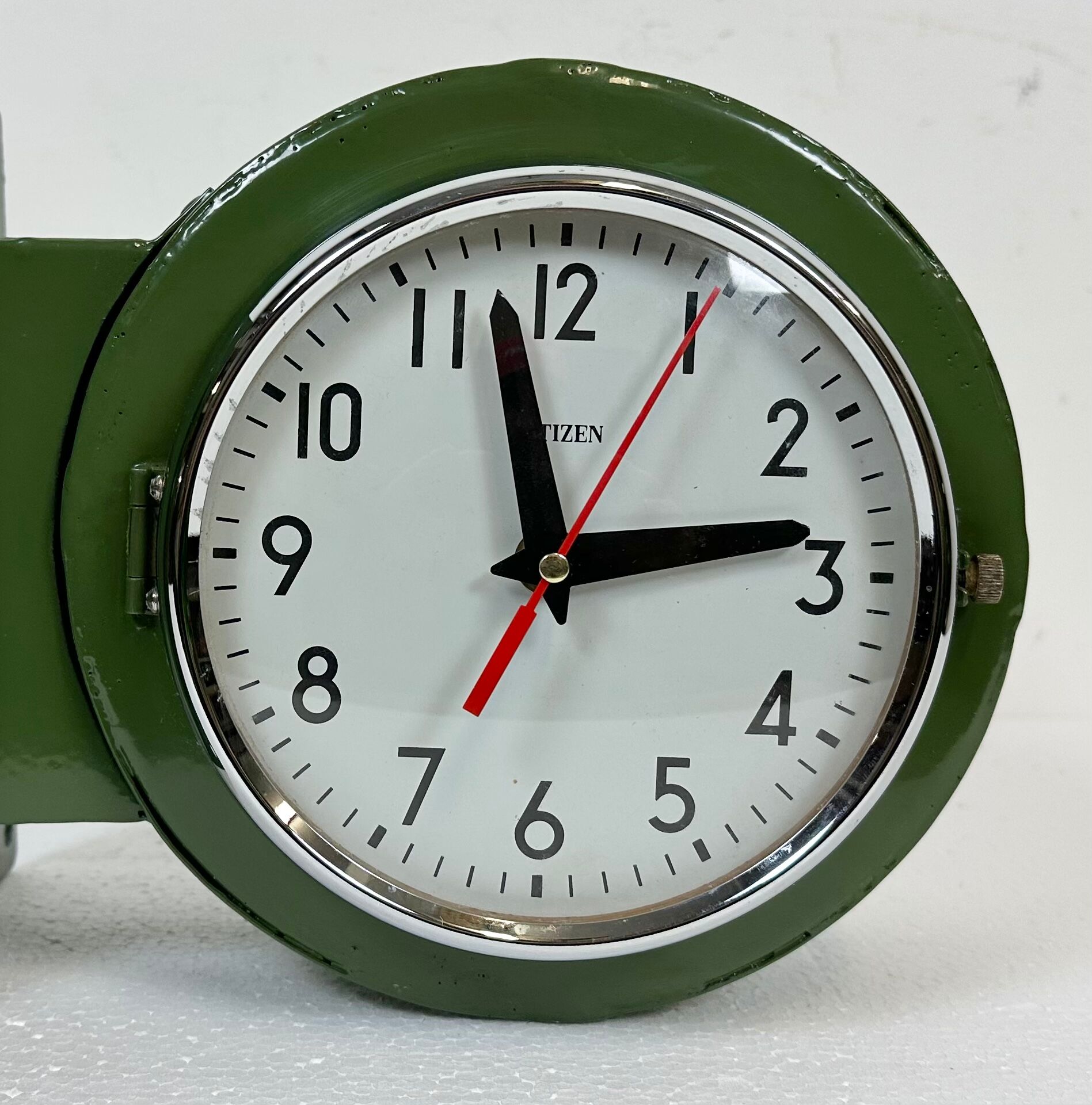 Vintage green citizen double-sided navy wall clock, 1980s