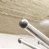 Parrot coat rack 16 hooks industrial in chromed metal and base + black balls 1960