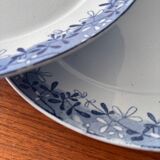 Set of 6 mimosa plates from Sarreguemines, old blue earthenware