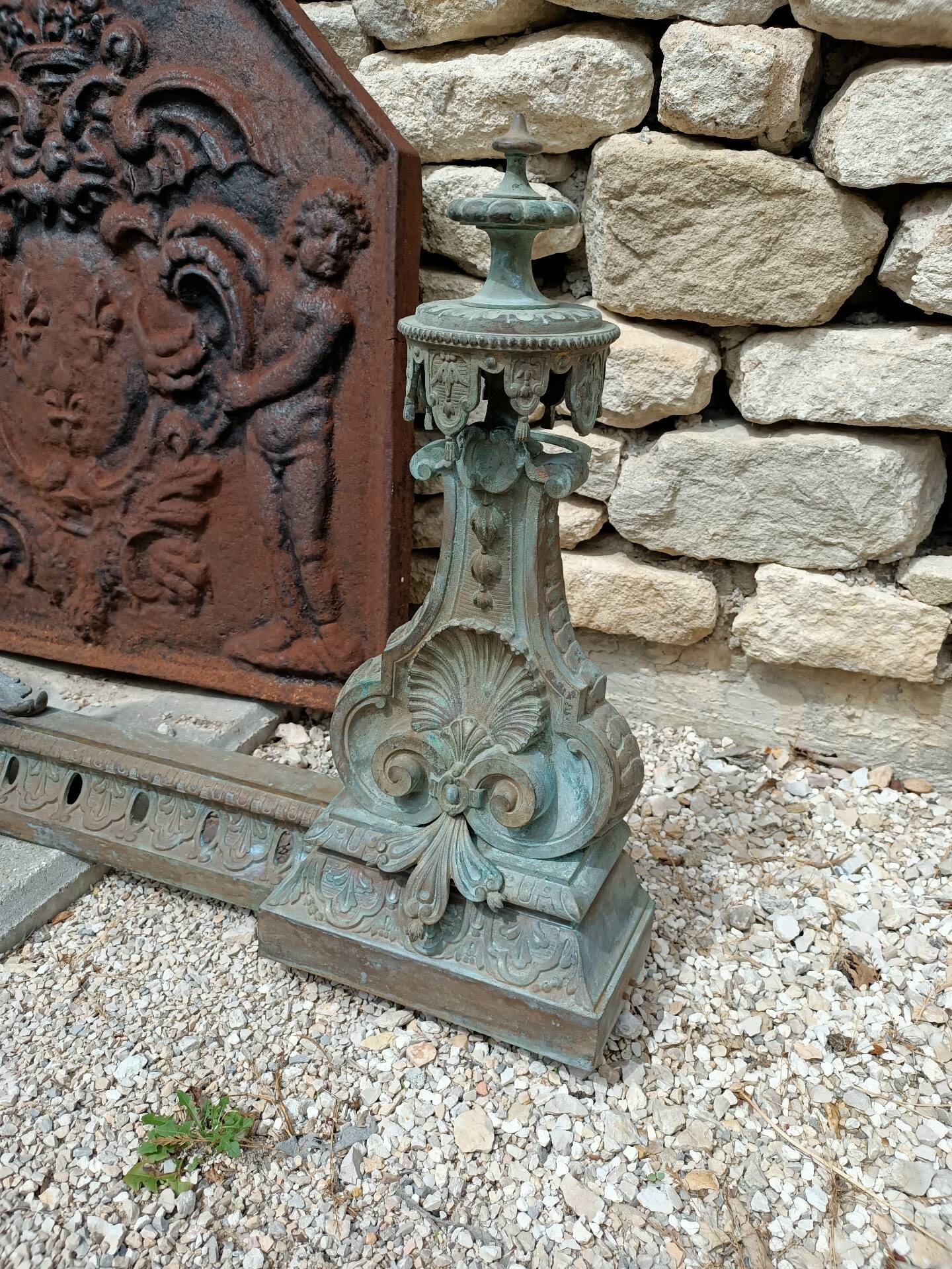Large Front Fireplace Bronze 49cm 11kg - Marked DB 539 - Bar 113cm