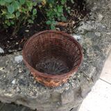 Cache pot en osier tressé, vintage années 60/70