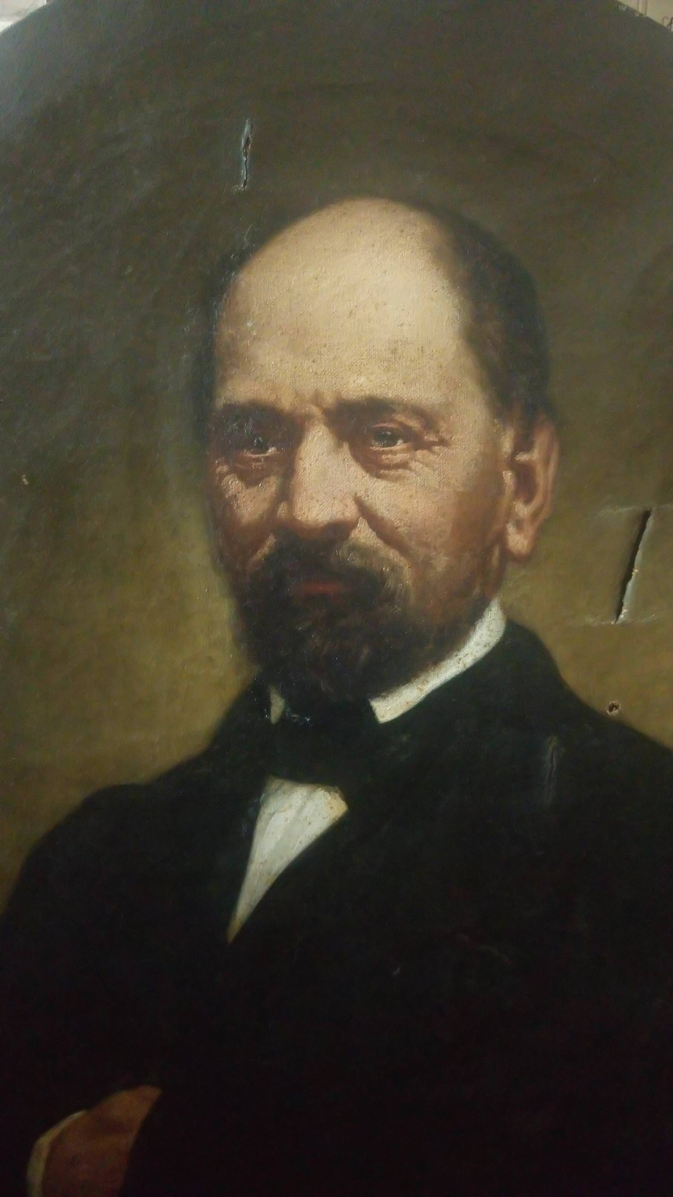 Portrait of oil man on canvas 19th