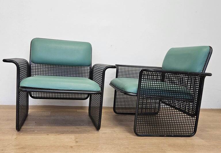 Set of Two Rare Metal Armchairs Talin Vicenza, Italy, 1970s